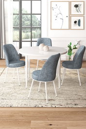 Hanah Home Juego de Mesa y Sillas de Comedor de 5 Piezas Blanco y Gris